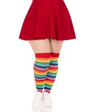 LEG AVENUE THIGH-HIGHS STRIPED RAINBOW PLUS