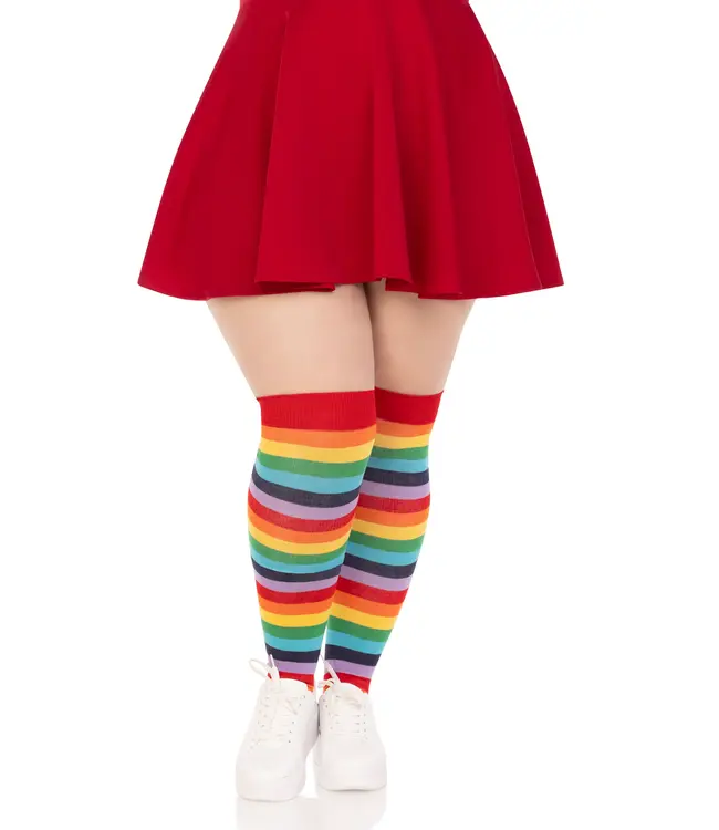 LEG AVENUE THIGH-HIGHS STRIPED RAINBOW PLUS