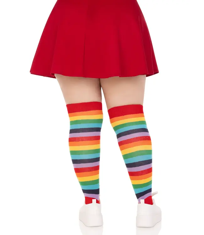 LEG AVENUE THIGH-HIGHS STRIPED RAINBOW PLUS