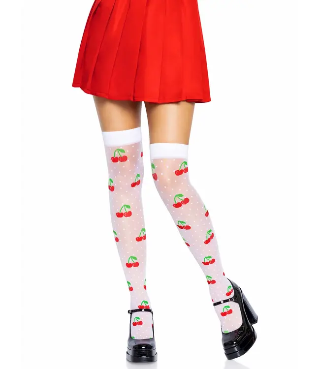 LEG AVENUE THIGH-HIGHS POLKA DOT CHERRY