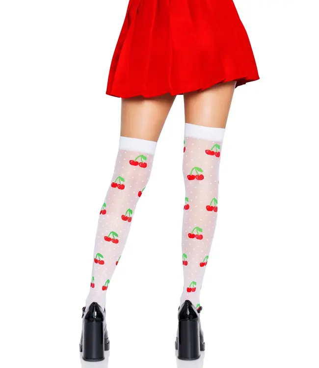 LEG AVENUE THIGH-HIGHS POLKA DOT CHERRY