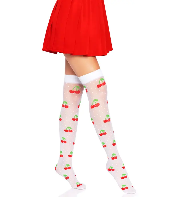 LEG AVENUE THIGH-HIGHS POLKA DOT CHERRY