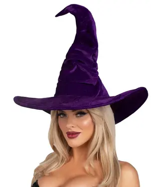 LEG AVENUE Velvet Ruched Witch Hat PURPLE
