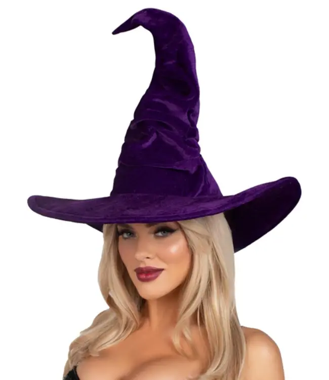 LEG AVENUE Velvet Ruched Witch Hat PURPLE