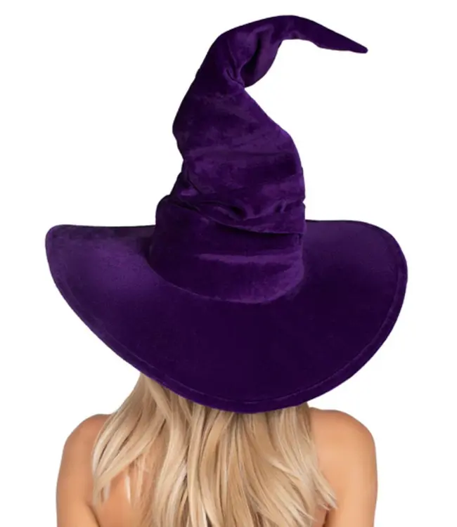 LEG AVENUE Velvet Ruched Witch Hat PURPLE