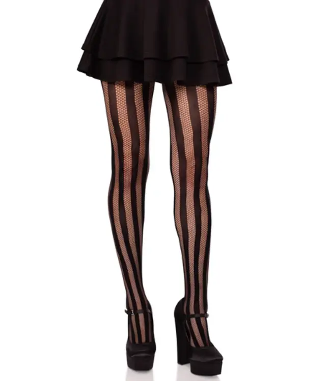 LEG AVENUE NET & OPAQUE STRIPED TIGHTS