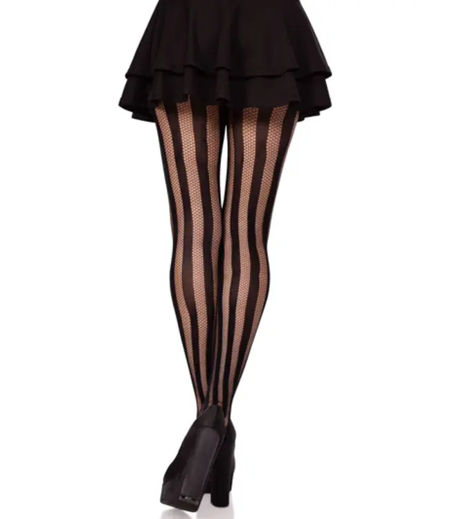 LEG AVENUE NET & OPAQUE STRIPED TIGHTS