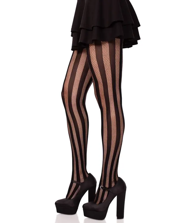 LEG AVENUE NET & OPAQUE STRIPED TIGHTS