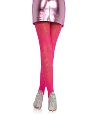 LEG AVENUE NYLON FISHNET TIGHTS NEON PINK