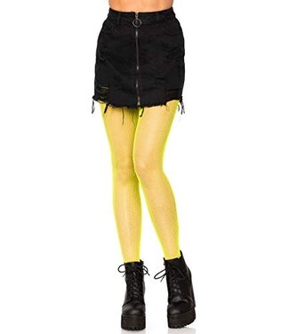 LEG AVENUE NYLON FISHNET TIGHTS NEON YELLOW
