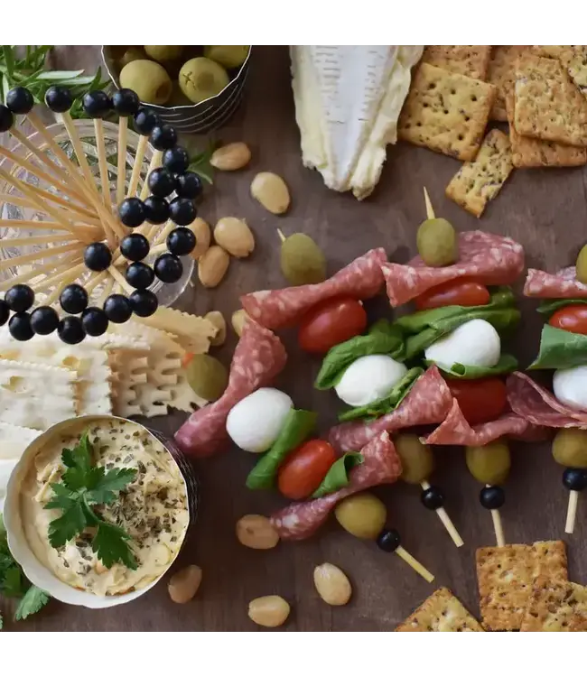 SWEET DIVIDE 6" Cocktail & Appetizer Party Picks - Black Ball - 30 Ct Pk