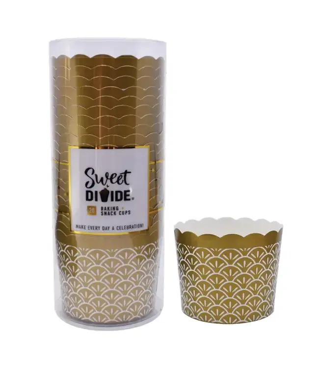 SWEET DIVIDE Large 5 oz Disposable Baking & Snack Cups - Gold - 20 Pk