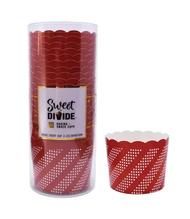SWEET DIVIDE Large 5 oz Disposable Baking & Snack Cups - Red - 20 Pk