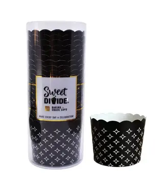SWEET DIVIDE Large 5 oz Disposable Baking & Snack Cups - Black - 20 Pk