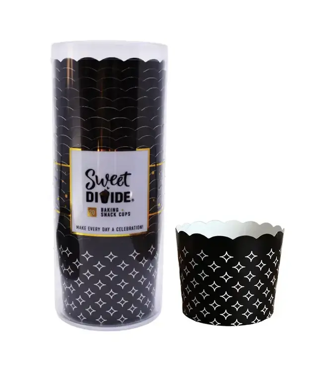 SWEET DIVIDE Large 5 oz Disposable Baking & Snack Cups - Black - 20 Pk