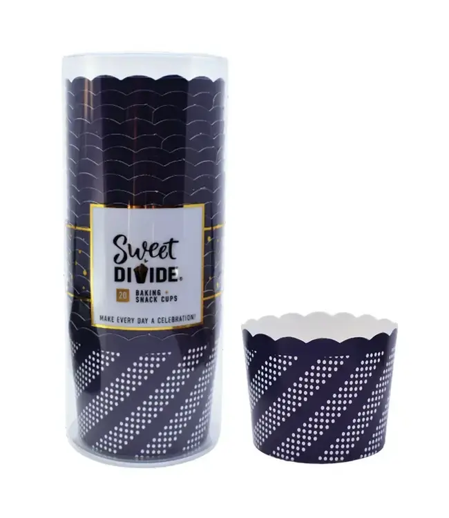 SWEET DIVIDE Large 5 oz Disposable Baking & Snack Cups - Blue - 20 Pk