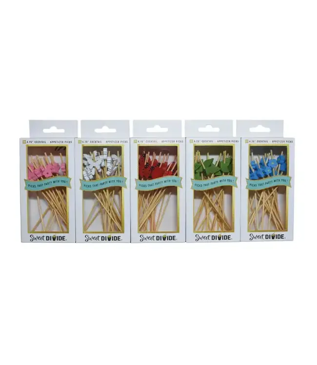 SWEET DIVIDE 4.75" Cocktail & Appetizer Picks - Garden Party - 24 Count
