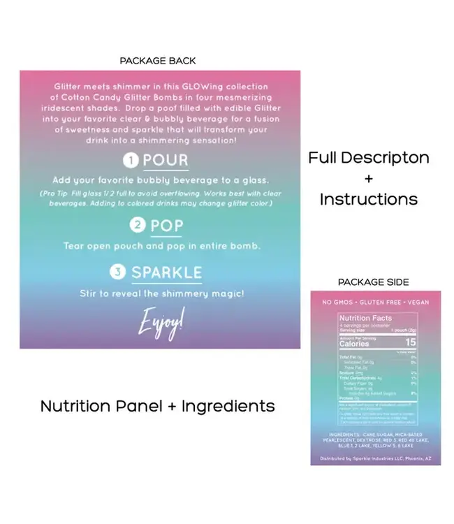 THE GLITTER LAB Glow Drink Glitter Bombs For Cocktails, Mocktails & Bubbly