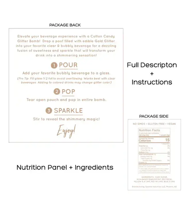 THE GLITTER LAB Gold Drink Glitter Bombs For Cocktails, Mocktails & Bubbly