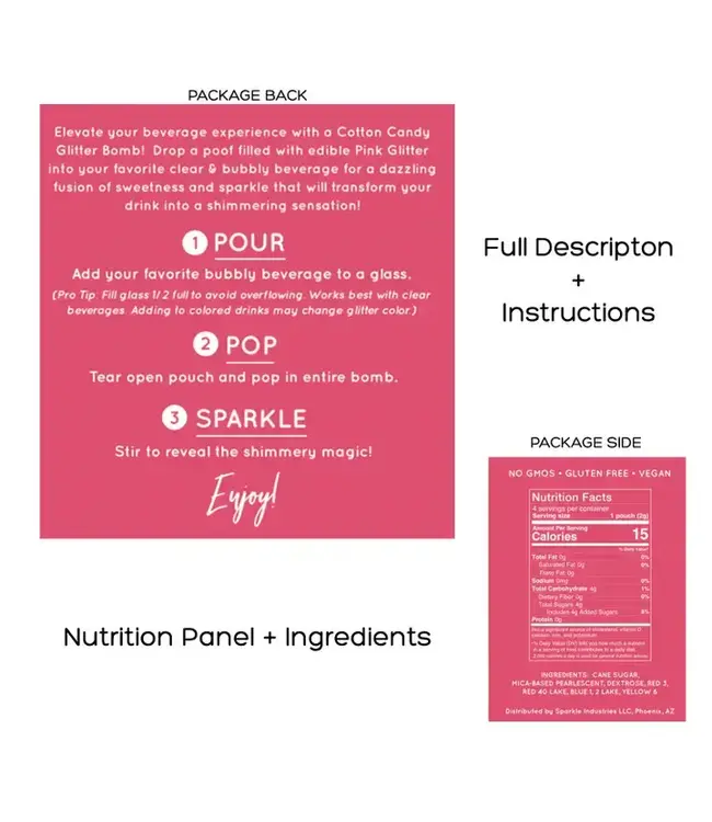 THE GLITTER LAB Pink Drink Glitter Bombs For Cocktails, Mocktails & Bubbly