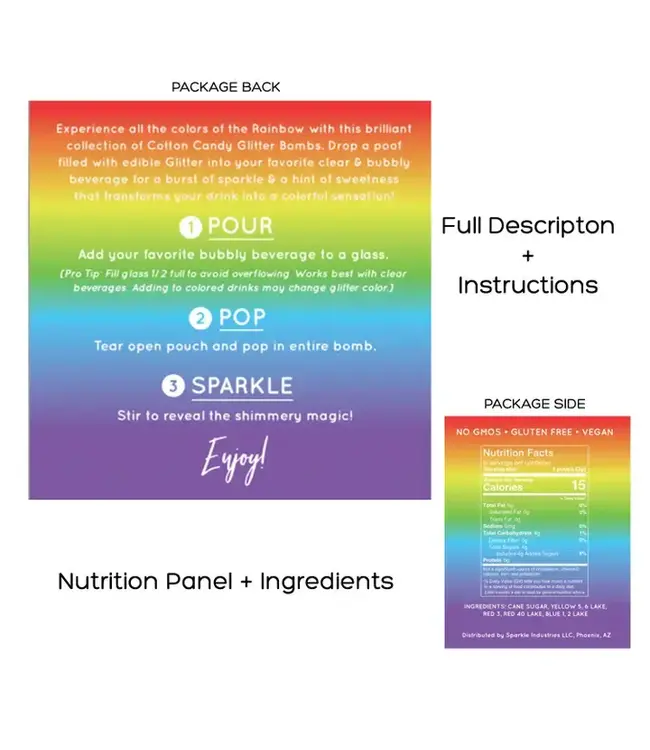 THE GLITTER LAB Rainbow Drink Glitter Bombs For Cocktails, Mocktails & Soda