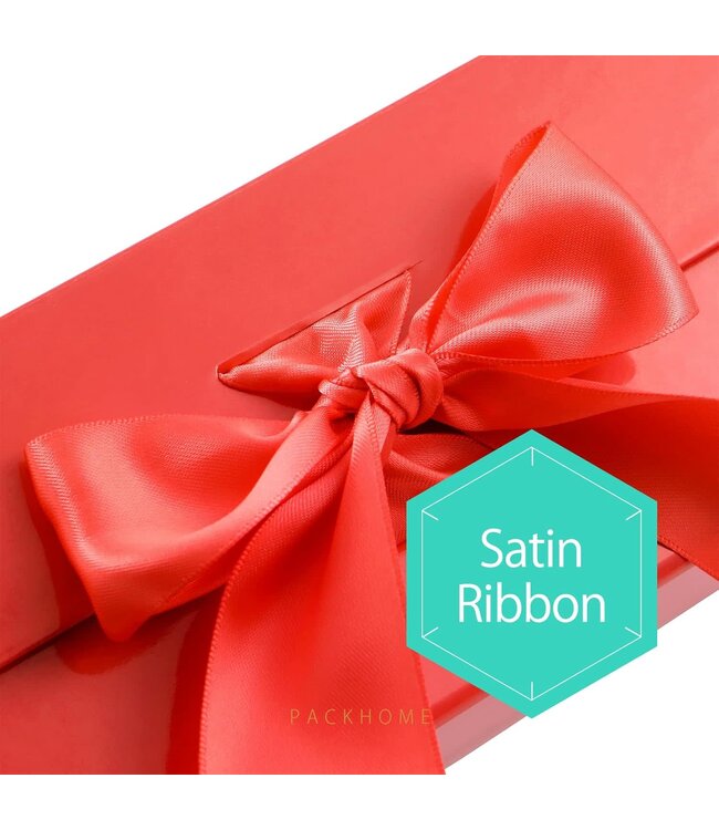 LA RIBBONS WHOLESALE 8" X 8" X 4" Collapsible Gift Box w/ Satin Ribbon & Magnetic - Red