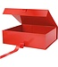 LA RIBBONS WHOLESALE 8" X 8" X 4" Collapsible Gift Box w/ Satin Ribbon & Magnetic - Red