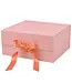 LA RIBBONS WHOLESALE 8" X 8" X 4" Collapsible Gift Box w/ Satin Ribbon & Magnetic | Pink