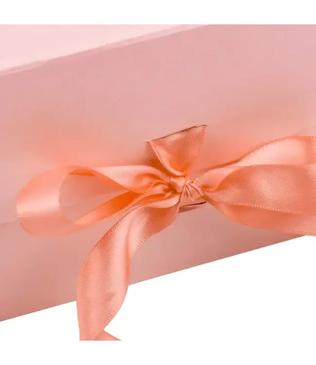 LA RIBBONS WHOLESALE 8" X 8" X 4" Collapsible Gift Box w/ Satin Ribbon & Magnetic | Pink