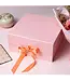 LA RIBBONS WHOLESALE 8" X 8" X 4" Collapsible Gift Box w/ Satin Ribbon & Magnetic | Pink