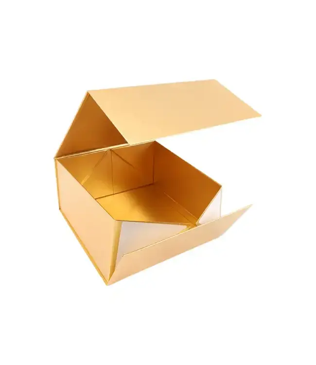 LA RIBBONS WHOLESALE 8X8X4 REUSABLE GIFT BOX GOLD