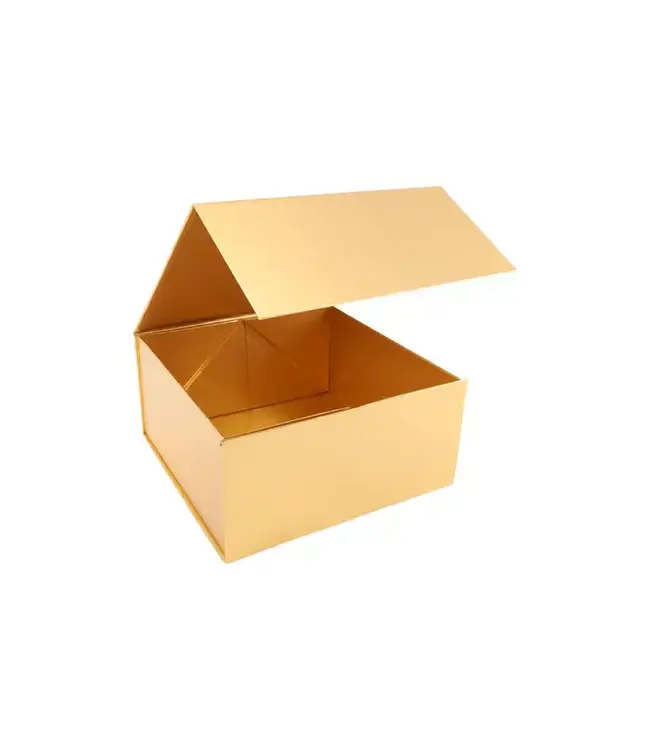 LA RIBBONS WHOLESALE 8X8X4 REUSABLE GIFT BOX GOLD