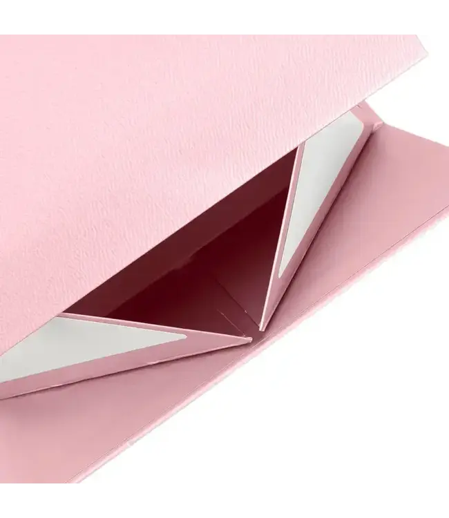 LA RIBBONS WHOLESALE 8" X 8" X 4" Collapsible Gift Box w/ Magnetic Square Flap Lid | Pink
