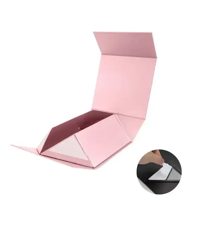 LA RIBBONS WHOLESALE 8" X 8" X 4" Collapsible Gift Box w/ Magnetic Square Flap Lid | Pink