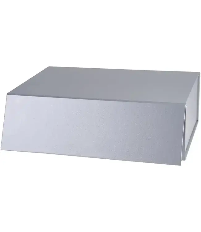 LA RIBBONS WHOLESALE 14" X 9" X 4.3" Collapsable Gift Box w/ Magnetic Square Flap Lid | Silver