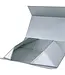 LA RIBBONS WHOLESALE 14" X 9" X 4.3" Collapsable Gift Box w/ Magnetic Square Flap Lid | Silver
