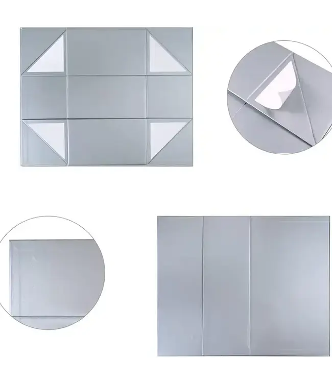 LA RIBBONS WHOLESALE 14" X 9" X 4.3" Collapsable Gift Box w/ Magnetic Square Flap Lid | Silver