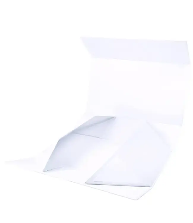 LA RIBBONS WHOLESALE 14" X 9" X 4.3" Collapsable Gift Box w/ Magnetic Square Flap Lid | White