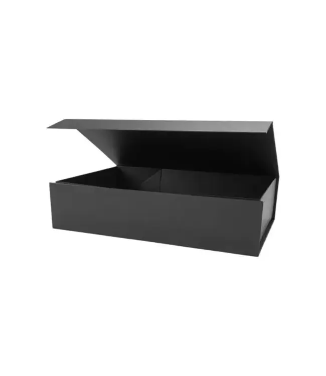 LA RIBBONS WHOLESALE 14" X 9" X 4.3" Collapsable Gift Box w/ Magnetic Square Flap Lid | Black