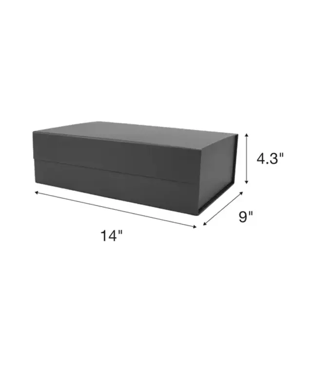 LA RIBBONS WHOLESALE 14" X 9" X 4.3" Collapsable Gift Box w/ Magnetic Square Flap Lid | Black