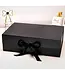 LA RIBBONS WHOLESALE 14" X 9" X 4.3" Collapsable Gift Box w/ Satin Ribbon & Magnetic Square Flap Lid | Black
