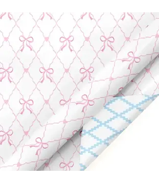 LA RIBBONS WHOLESALE 30" X 10’ Reversible Wrapping Paper | Baby Quilted Diamond and Ric-Rac