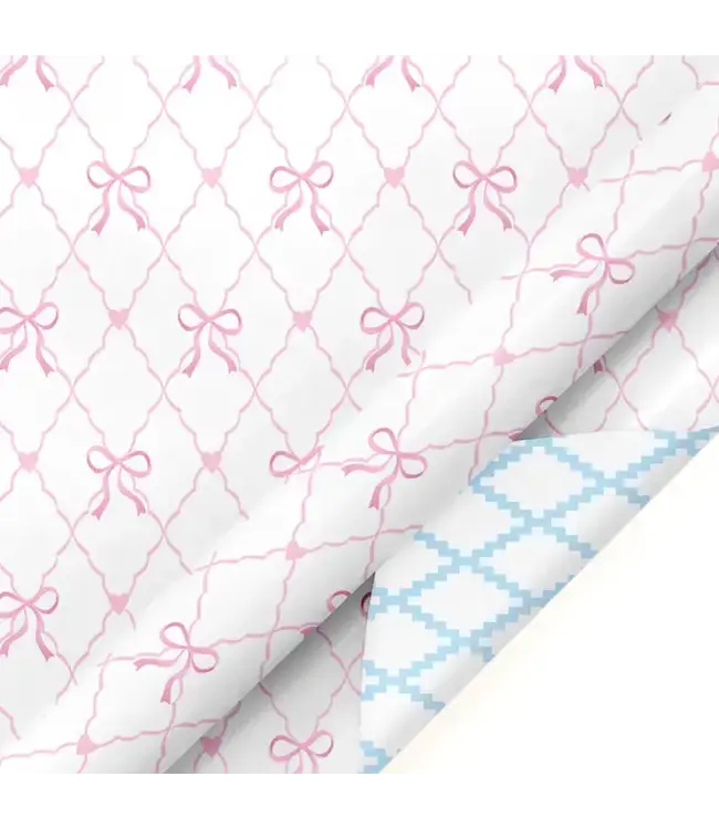 LA RIBBONS WHOLESALE 30" X 10’ Reversible Wrapping Paper | Baby Quilted Diamond and Ric-Rac