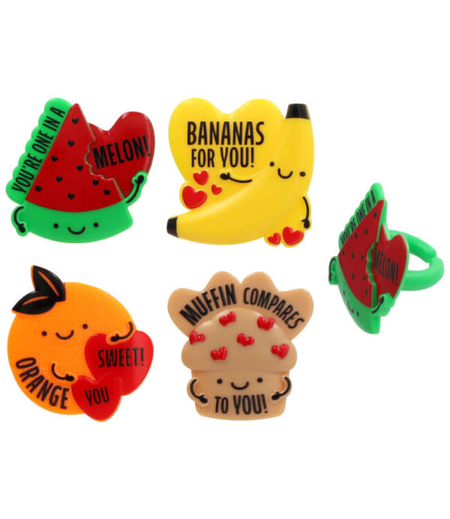 BAKERY CRAFTS Punny Valentine Cupcake Rings - 12 Count