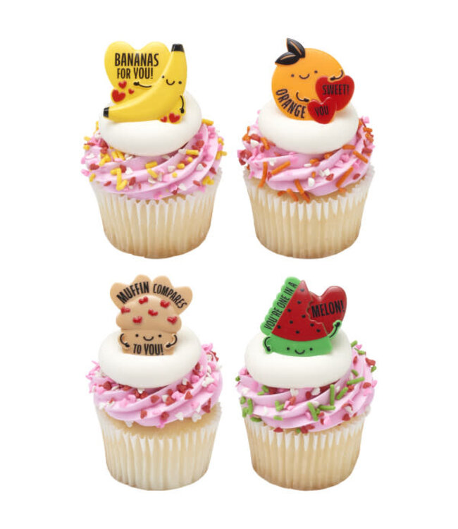 BAKERY CRAFTS Punny Valentine Cupcake Rings - 12 Count