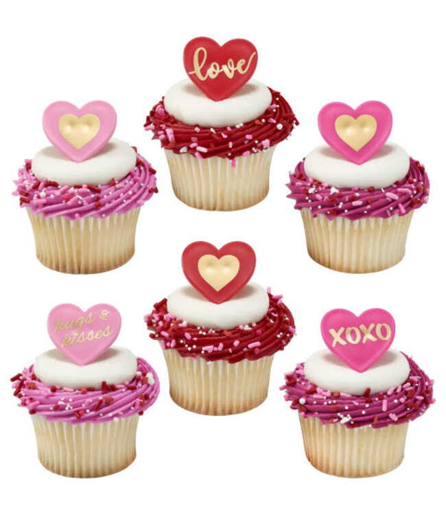 BAKERY CRAFTS Love Heart Cupcake Rings - 12 Count