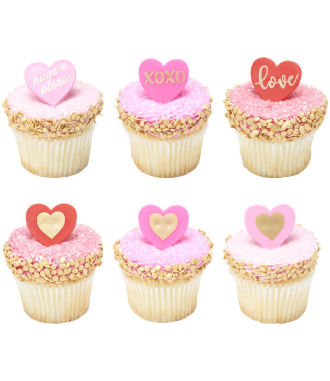 BAKERY CRAFTS Love Heart Cupcake Rings - 12 Count