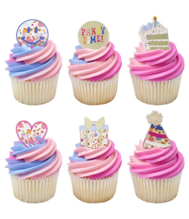 DECOPAC Party Time Assortment Cupcake Rings - 12 Count