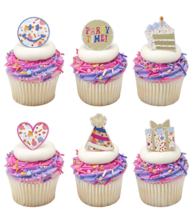 DECOPAC Party Time Assortment Cupcake Rings - 12 Count