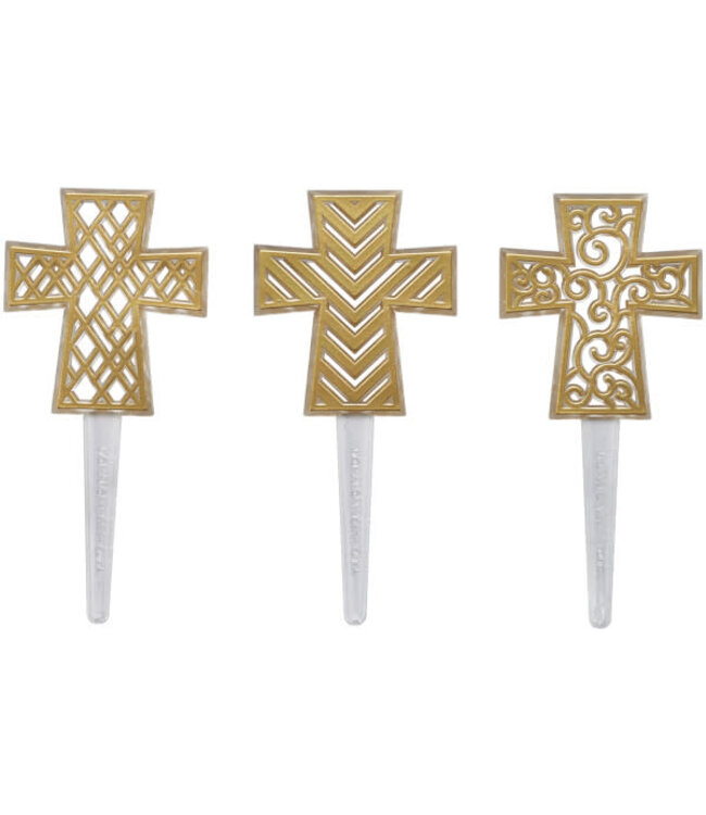 BAKERY CRAFTS Gold Cross Assortment DecoPics® - 12 Count